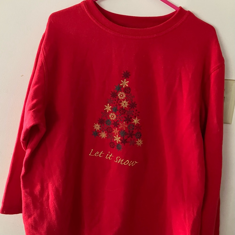 Red Christmas Sweatshirt Women’s XL Let It Snow